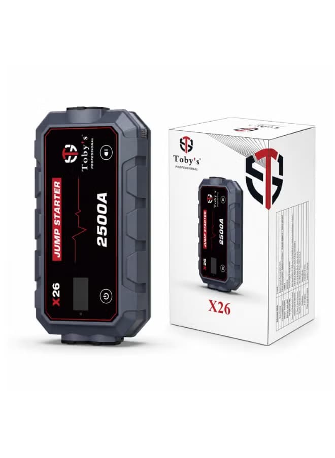 Toby’s X26 2500A Car Jump Starter 18000mAh 66.6Wh with 100W PD Fast Charging & Power Bank for 12V Vehicles