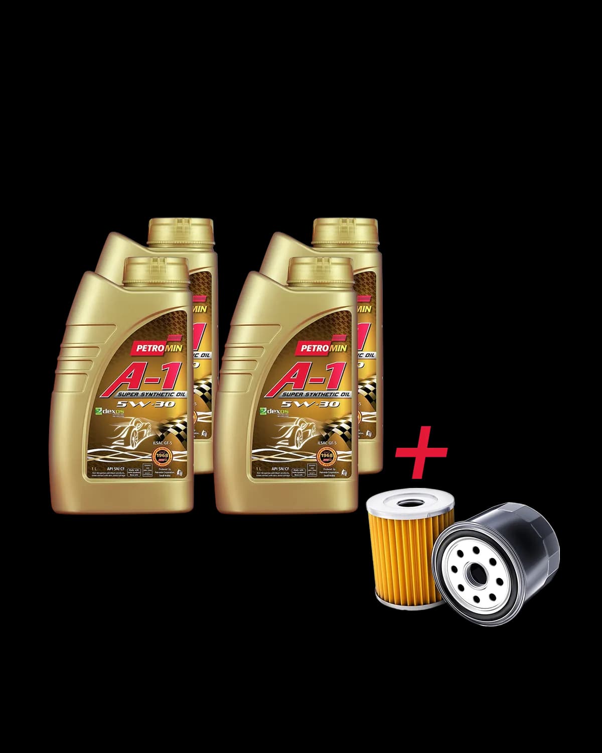 5,000 package includes 4 liters of Petromin Engine Oil + Mighty Oil Filter