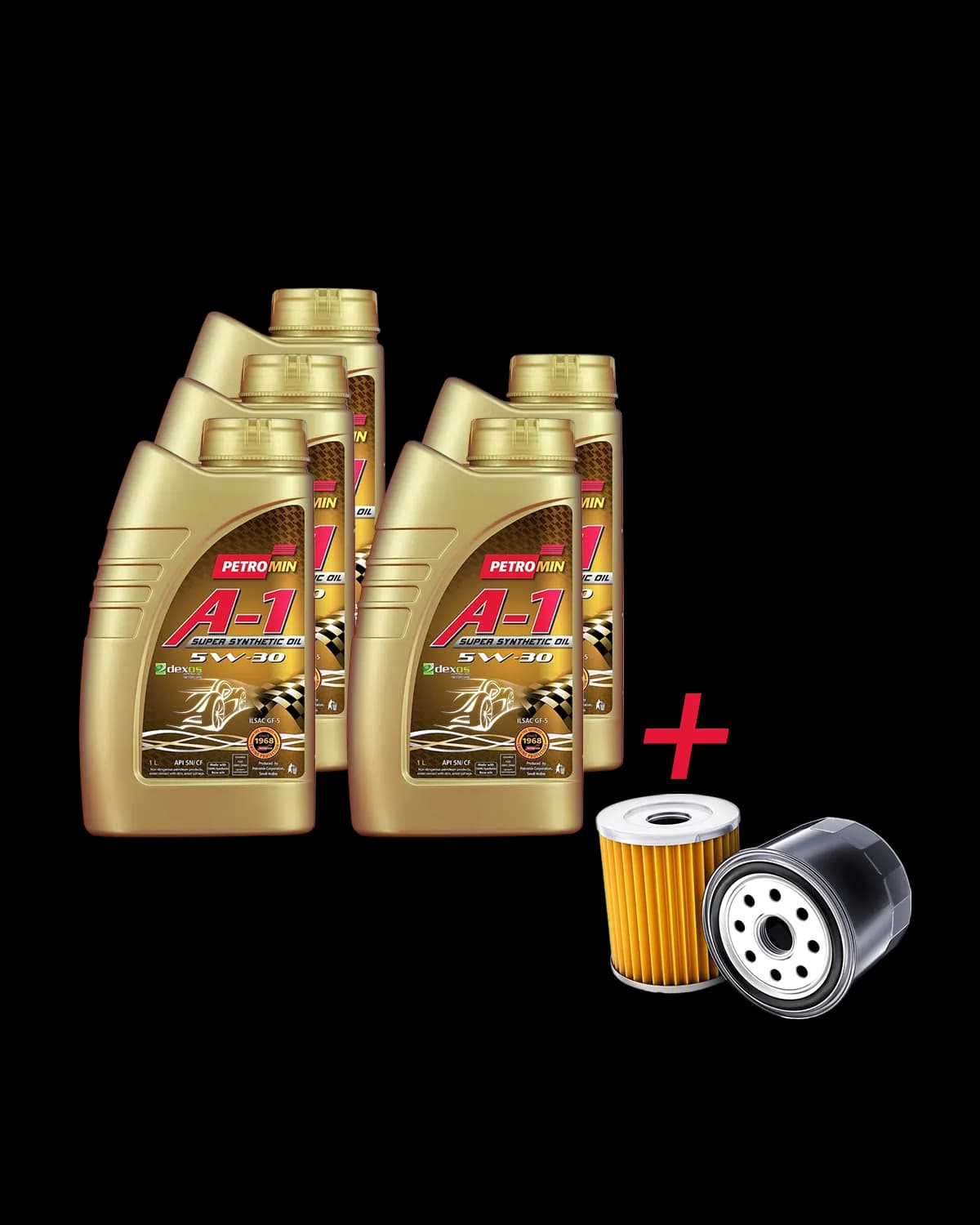 5,000 package includes 5 liters of Petromin Engine Oil + Mighty Oil Filter