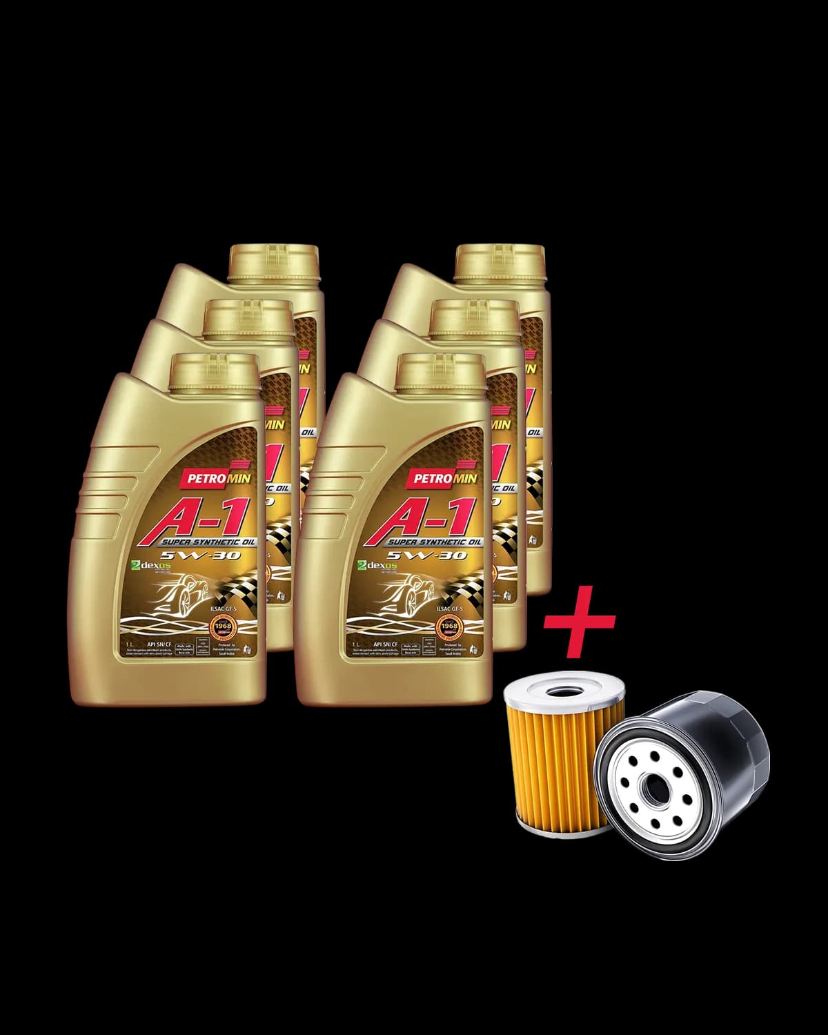 5,000 package includes 6 liters of Petromin Engine Oil + Mighty Oil Filter