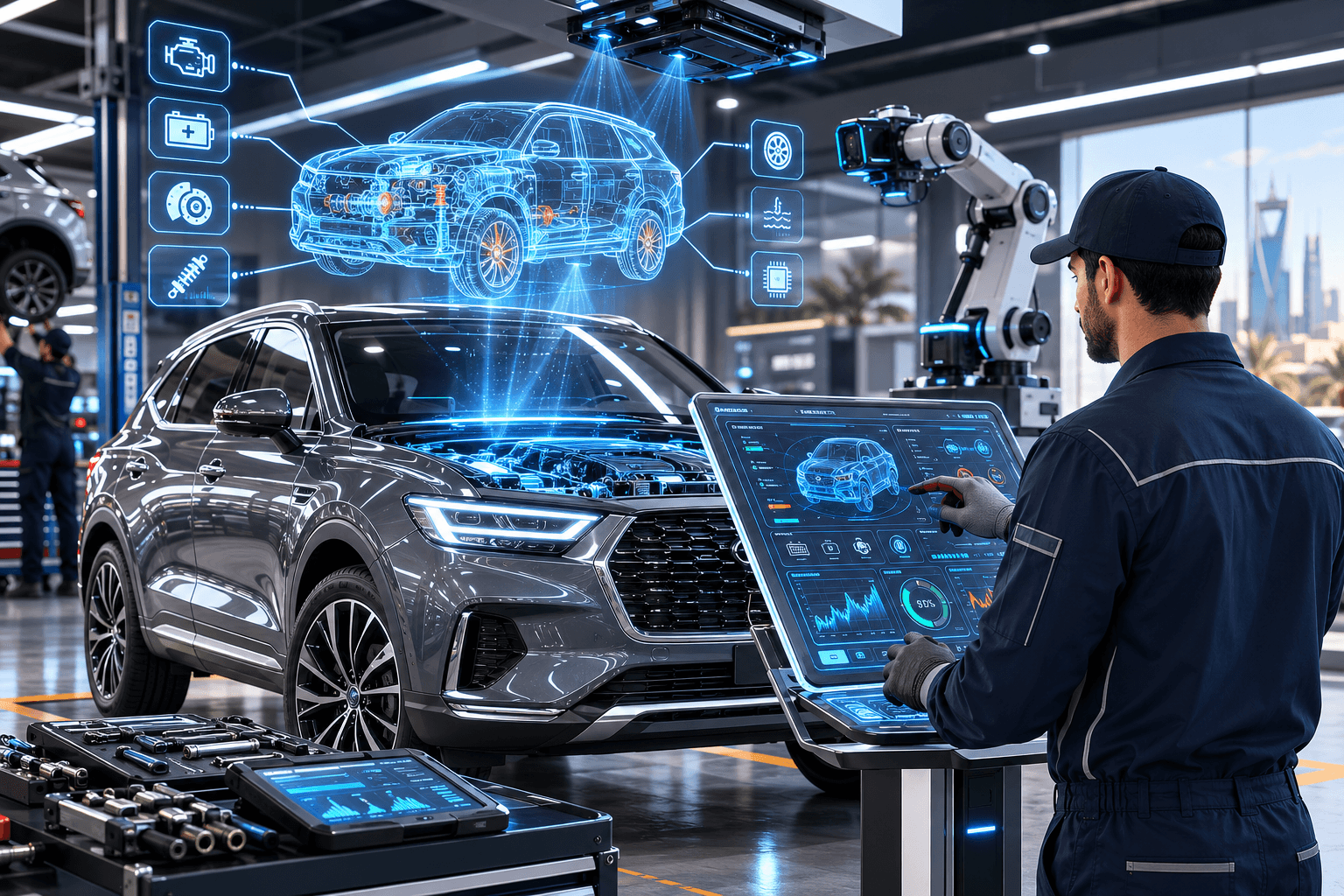 Thumbnail for blog titled: Artificial Intelligence in Saudi Automotive Service Centers: How It Changed the Rules of the Game Forever