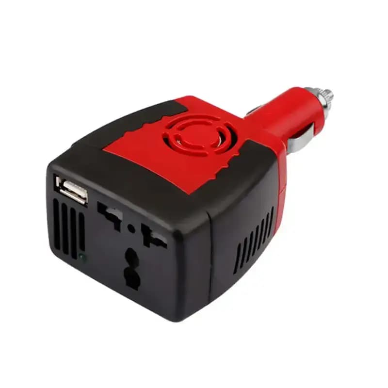 150W Compact Car Power Inverter 12V DC to 220V AC with USB Port & Universal AC Outlet for Car, Travel & Camping