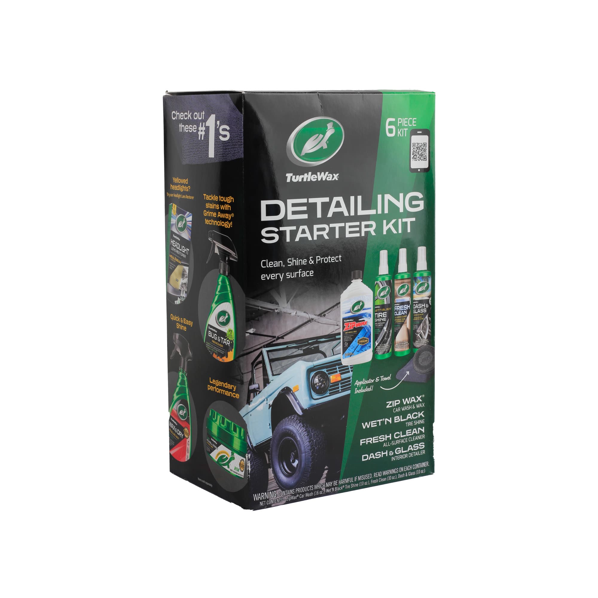 Turtle Wax Detailing Starter Kit – 6-Piece Complete Car Care Set for Exterior, Interior, Tires & Glass