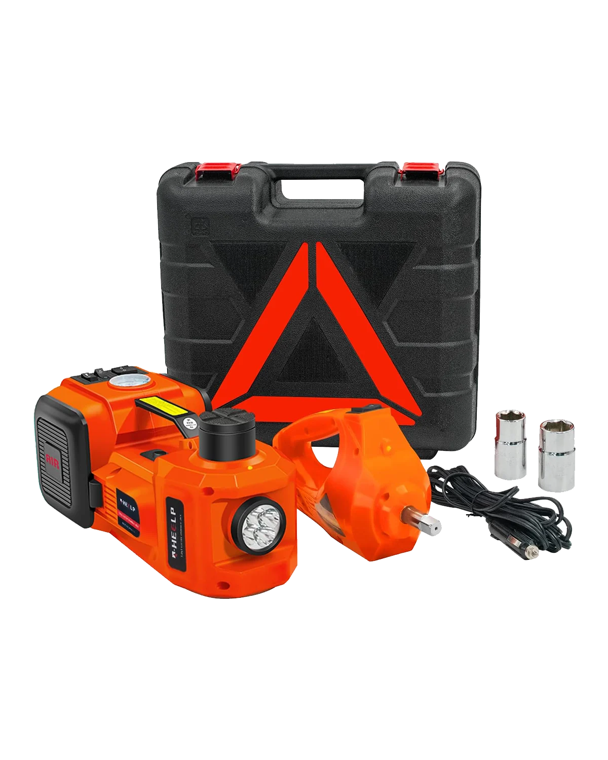 12V 5-Ton Electric Hydraulic Car Jack Set with Air Pump - 4-in-1 Multi-Function Car Lift System with Impact Wrench & LED Light for All Vehicle Models (11,000 lbs Capacity)