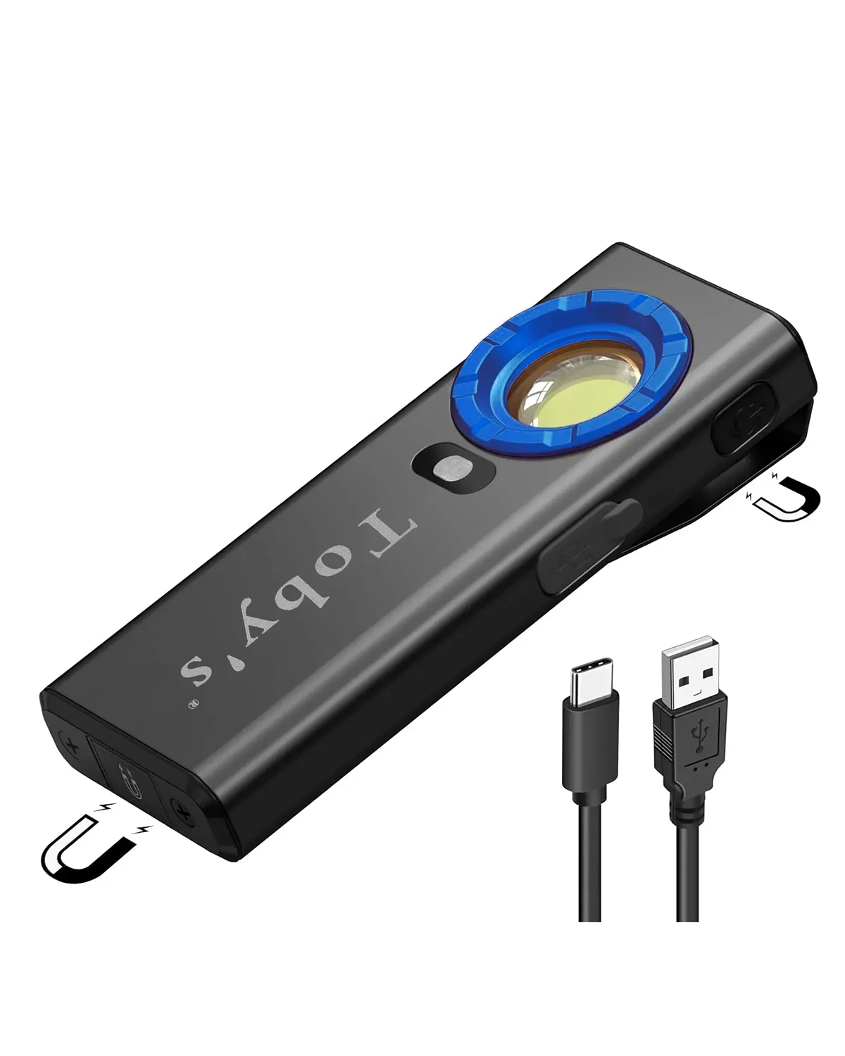 مصباح عمل Toby's CPL-T08 1200 لومن قابل لإعادة الشحن، مصابيح عمل مغناطيسية LED محمولة EDC مع مستشعر قرب لإصلاح السيارات/المرآب/الطوارئ/التخييم-CPL T08