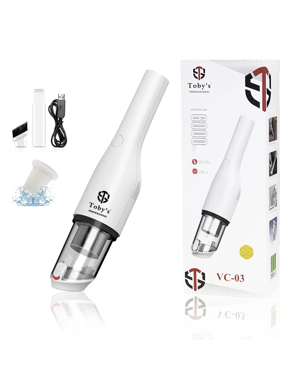 Tobys Wireless VC-03 Large Suction Portable Home Car Dual-Purpose Handheld High Power Desktop Cleaning Vacuum Cleaner - VC 03