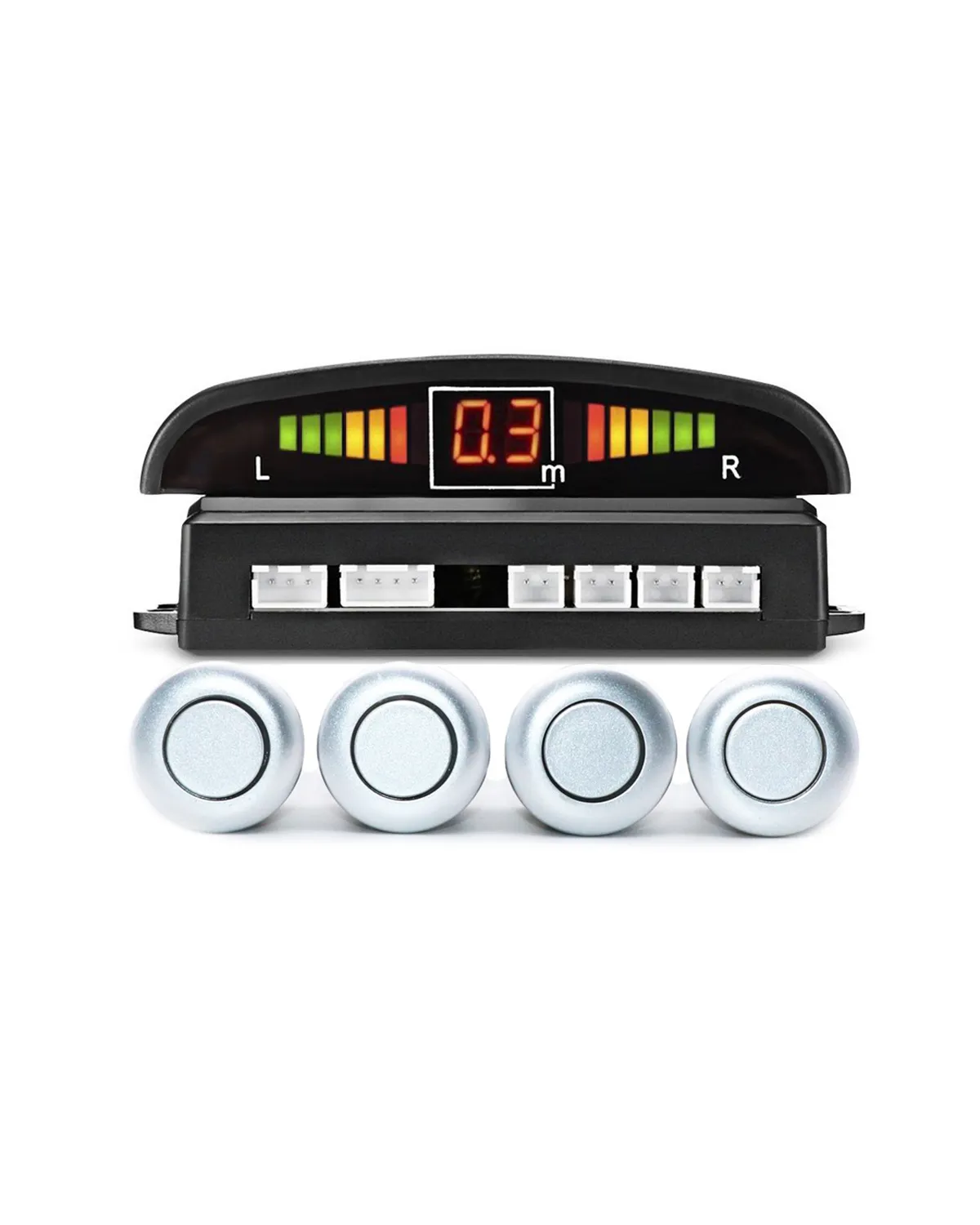 مستشعر ركن السيارة باللون الأبيض مع شاشة LED ونظام إنذار صوتي - Parking Sensor White